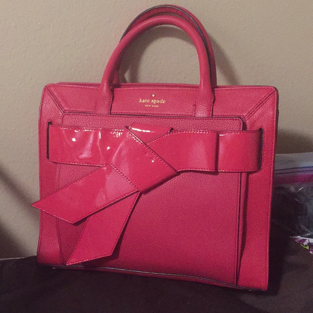 New Kate spade bow valley satchel pink